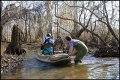 An hour later when we saw a small alligator, Kyle began to question the wisdom of pushing the boat along this stretch of creek. :-)